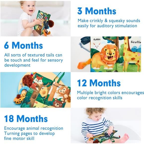 Baby Books 0-6 Months,Infant Tummy Time Toys High Contrast Sensory Baby Toys - Picture 4 of 6
